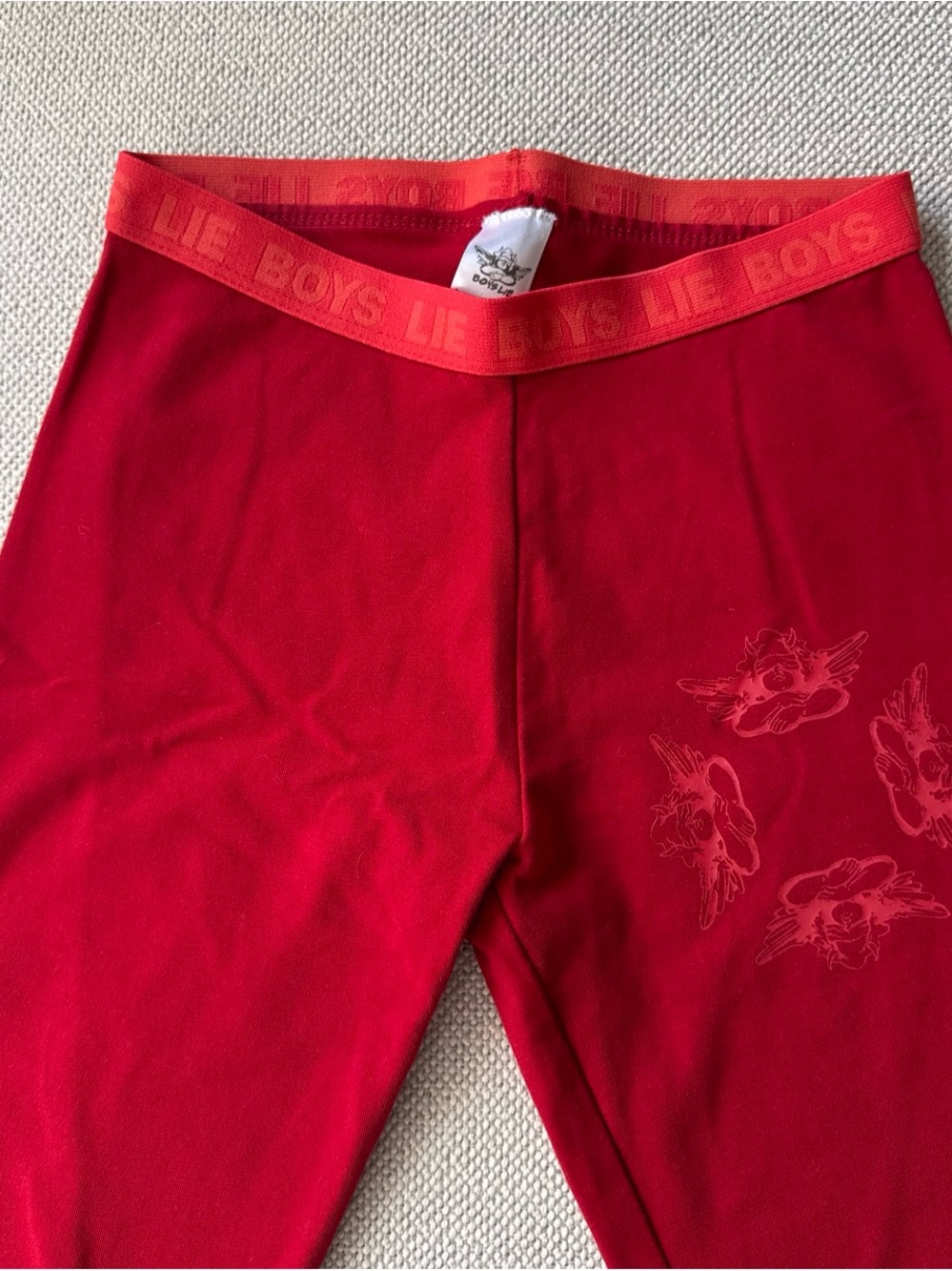 Boys Lie Red Floral-Detail Kids Leggings